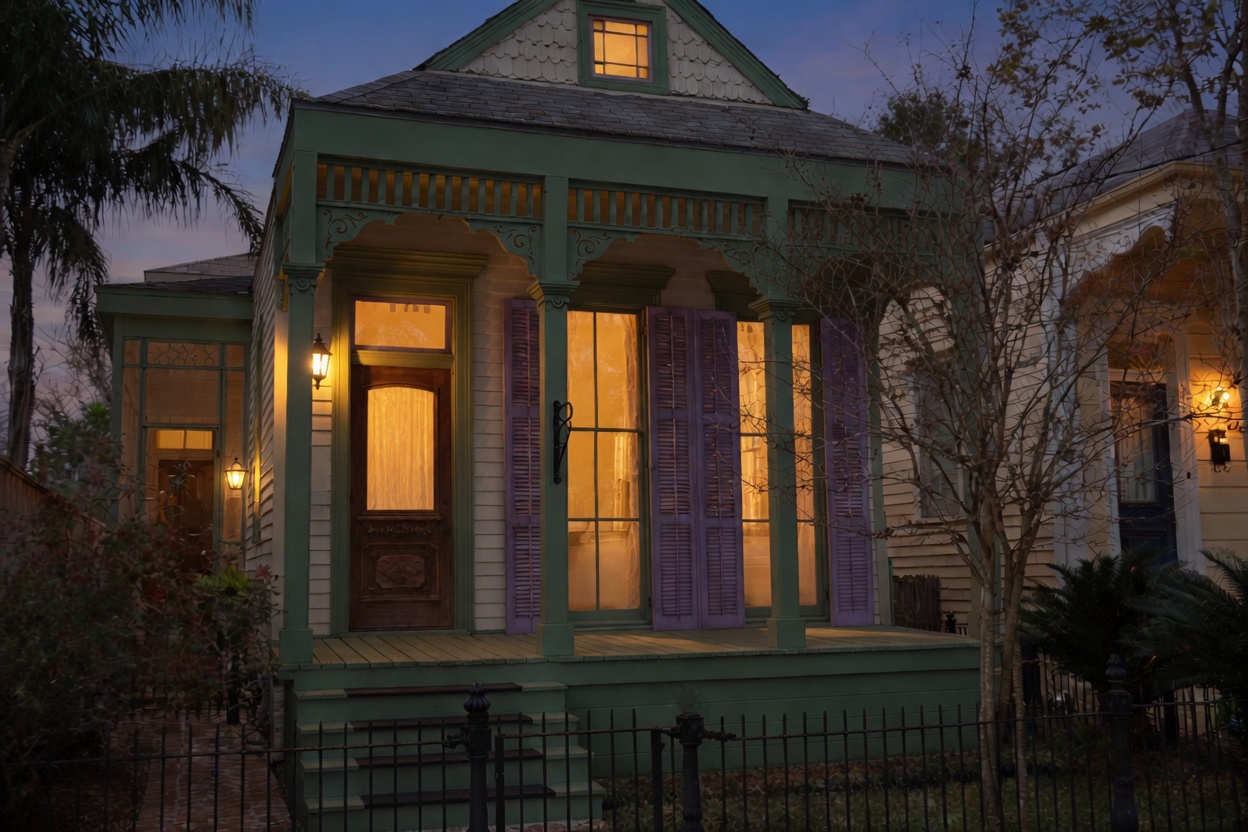 Miss Eula's house in Tremé at dusk